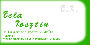 bela kosztin business card